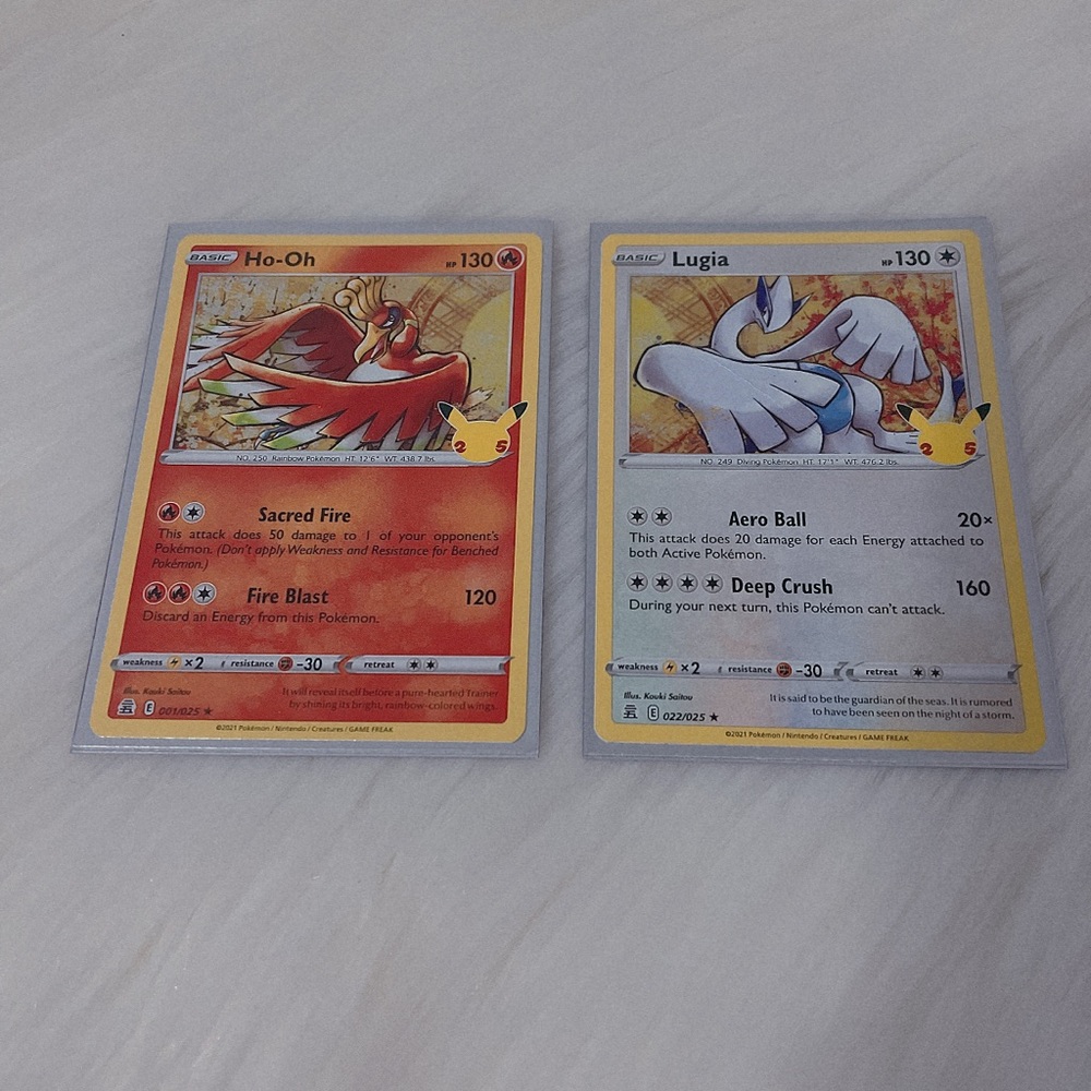 Lugia & Ho-Oh Pokemon Card Celebrations 25th Anniversary Limited Edition